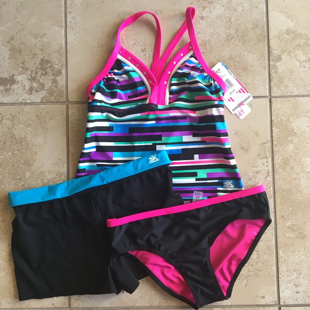 NWT ZeroXPosur 3 Piece Swimsuit Set